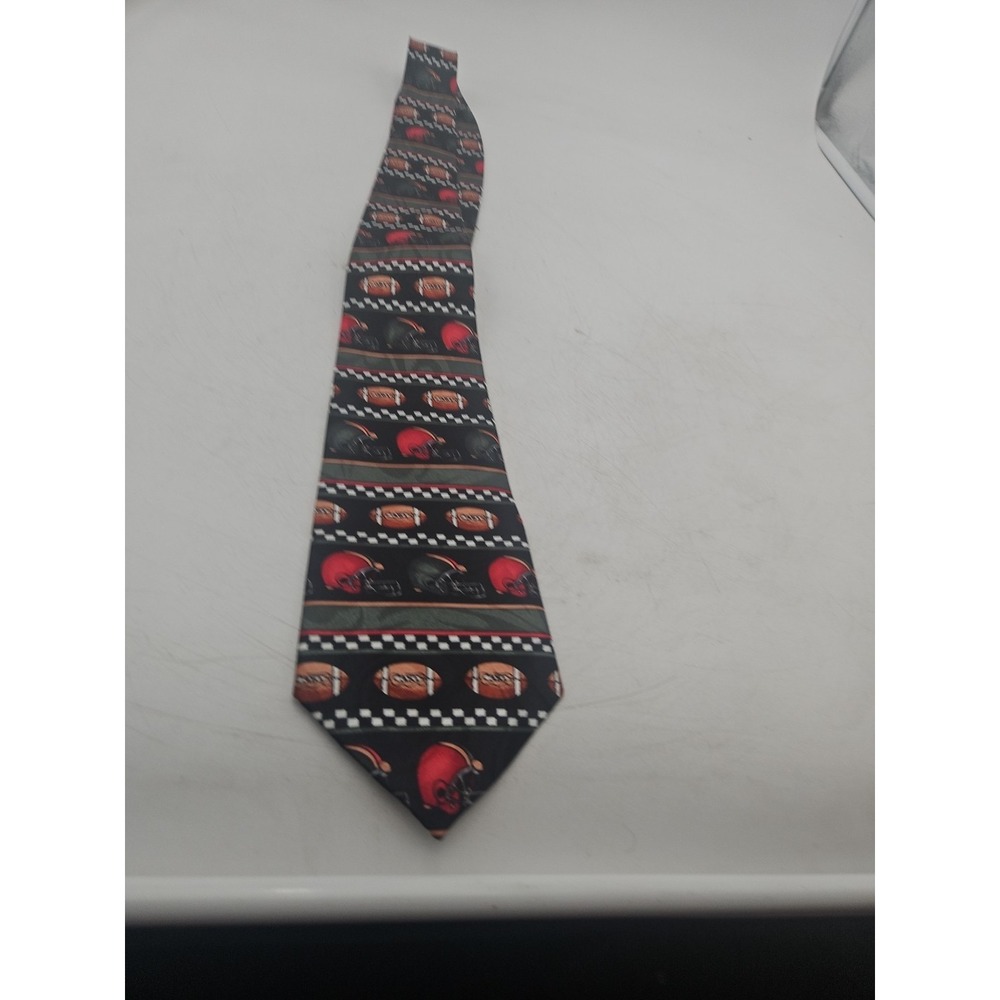 Steven Harris Hand Made Football Theme Tie Polyester Preowend